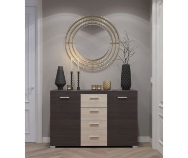 Великий комод Еверест К-7 Великобританія 140х38х92 венге + дуб молочний (роликові) (DTM-2008) Великий комод Еверест К-7 Великобританія 140х38х92 венге + дуб молочний (роликові) (DTM-2008)