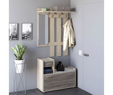 Прихожая Эверест Тандем с вешалкой и тумбой (левая) для обуви сонома + трюфель (DTM-2200) Прихожая Эверест Тандем с вешалкой и тумбой (левая) для обуви сонома + трюфель (DTM-2200)