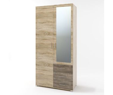 Шкаф прямой с зеркалом и ящиками Эверест Бриз ШП-4 сонома + трюфель  (DTM-2480)