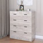 Комод для вещей Эверест на 5 ящиков Соната-3 80х38х94 дуб крафт белый (DTM-2697)