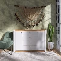 Комод до спальні Еверест Нордік-1400 140х38х95 см Білий + Дуб крафт золотий (DTM-5531)