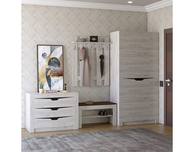 Передпокій Еверест Ліберті 2 (модульний - 4 елементи) дуб крафт білий (DTM-2518) в інтернет магазині меблів "Меблі Даром"