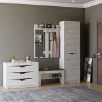 Прихожая Эверест Либерти 4 (модульная - 5 элементов) шкаф-пенал правый, дуб крафт белый (DTM-2534)