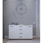 Комод для гостиной Эверест Бриз К-6 130х38х72.5 нимфея альба (ролики) (DTM-2452)