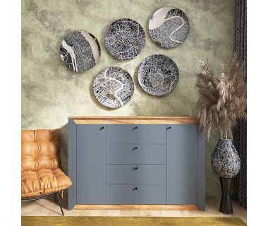 Комод в спальню Эверест Нордик-1400 140х38х95 см Графит + Дуб крафт золотой (DTM-5532)