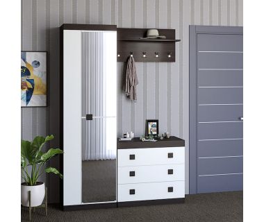 Прихожая Эверест Соната 4 (модульная - 3 элемента) венге темный + белый (DTM-2530)