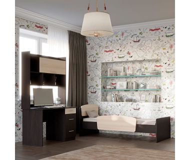 Спальня Дитяча Еверест Бриз Комплект 10 (модульна - 2 елементи) венге + дуб молочний (DTM-2566)