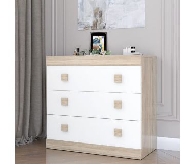 Комод Эверест на 3 ящика Соната-1 80х38х75 дуб сонома + белый (DTM-2044) Комод Эверест на 3 ящика Соната-1 80х38х75 дуб сонома + белый (DTM-2044)