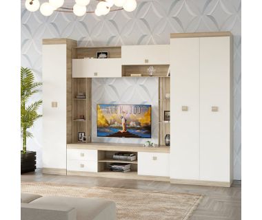 Гостиная стенка Эверест Соната 3 (модульная - 3 элемента) дуб сонома+белый (DTM-2238) Гостиная стенка Эверест Соната 3 (модульная - 3 элемента) дуб сонома+белый (DTM-2238)