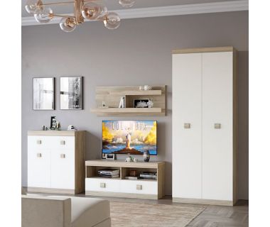 Гостиная стенка Эверест Соната 7 (модульная - 4 элемента) дуб сонома + белый (DTM-2511)