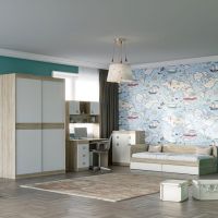 Спальня Дитяча Еверест Соната Комплект 2 (модульний - 5 елементів) дуб сонома + білий (DTM-2582)