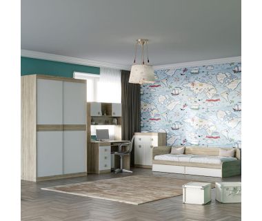 Спальня Дитяча Еверест Соната Комплект 2 (модульний - 5 елементів) дуб сонома + білий (DTM-2582)