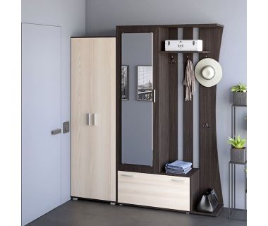 Прихожая Авео-2 Эверест с распашным шкафом ШП-1 венге + дуб молочный (DTM-2661)