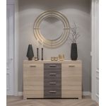 Большой комод Эверест К-7 Британия 140х38х92 сонома + трюфель (роликовые) (DTM-2009)