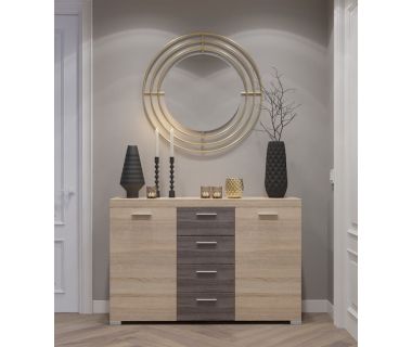 Великий комод Еверест К-7 Британія 140х38х92 сонома + трюфель (роликові) (DTM-2009)