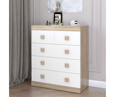 Комод для вещей Эверест на 5 ящиков Соната-3 80х38х94 дуб сонома + белый (DTM-2031)