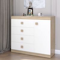 Комод с дверью и 4-мя ящиками Эверест Соната-5 105х38х94 дуб сонома + белый (DTM-2062)