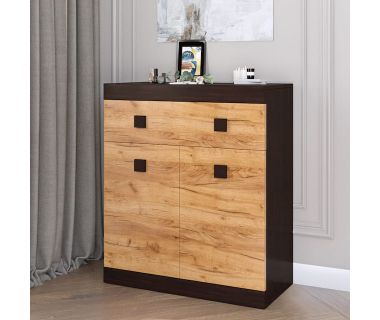 Комод із дверима та ящиком Еверест Соната-4 80х38х94 венге темний + дуб крафт золотий (DTM-2066)