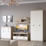 Гостиная стенка Эверест Соната 7 (модульная - 4 элемента) дуб сонома + белый (DTM-2511)