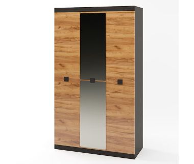 Шафа 3-х дверна Еверест Соната-1200 з дзеркалом венге темний + дуб крафт золотий (DTM-2637)