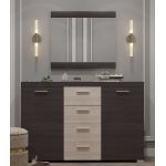 Большой комод Эверест К-7 Британия (роликовые) + Зеркало Британия венге + дуб молочный (DTM-2651)