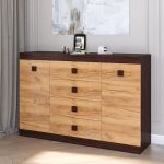 Великий комод Еверест на 4 ящики Соната-8 140х38х94 венге темний + дуб золотий крафт (DTM-2014)