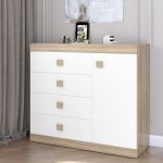 Комод с дверью и 4-мя ящиками Эверест Соната-5 105х38х94 дуб сонома + белый (DTM-2062)