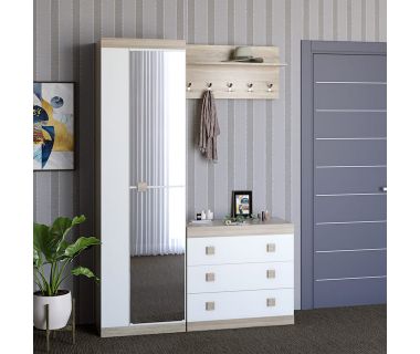 Передпокій Еверест Соната 4 (модульний - 4 елементи) дуб сонома + білий (DTM-2196) Передпокій Еверест Соната 4 (модульний - 4 елементи) дуб сонома + білий (DTM-2196)