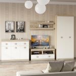 Вітальня стінка Еверест Соната 4 (модульна - 4 елементи) дуб сонома+білий (DTM-2239)