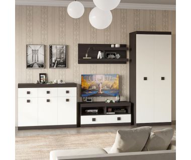 Вітальня Еверест Соната 4 (модульна - 4 елементи) венге темний + білий (DTM-2517)