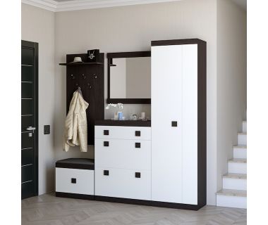 Передпокій Еверест Соната 1 (модульний - 5 елементів) венге темний + білий (DTM-2531)