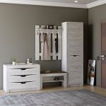 Прихожая Эверест Либерти 5 (модульная - 4 элемента) шкаф-пенал левый, дуб крафт белый (DTM-2535)