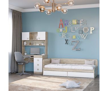 Спальня Дитяча Еверест Соната Комплект 9 (модульна - 3 елементи) дуб сонома + білий (DTM-2594) Спальня Дитяча Еверест Соната Комплект 9 (модульна - 3 елементи) дуб сонома + білий (DTM-2594)