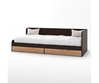 Односпальная кровать с ящиками Эверест Соната-800 80х190 см венге темный + дуб крафт золотой (DTM-2107)