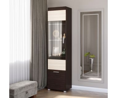 Шкаф-пенал витрина Эверест Британия-19 венге + дуб молочный (DTM-2265) Шкаф-пенал витрина Эверест Британия-19 венге + дуб молочный (DTM-2265)