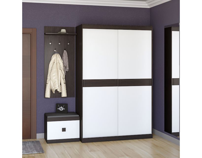 Передпокій Еверест Соната комплект 12 (модульний - 3 елементи) венге темний + білий (DTM-2525) в інтернет магазині меблів "Меблі Даром"