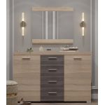 Большой комод Эверест К-7 Британия (роликовые) + Зеркало Британия сонома + трюфель (DTM-2652)