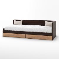 Односпальне ліжко із ящиками Еверест Соната-800 80х190 см венге темний + дуб крафт золотий (DTM-2107)