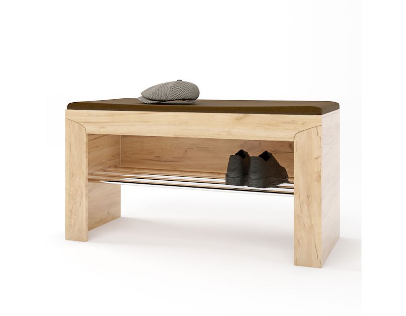 Тумба для обуви с подушкой Эверест Либерти 90х38х46 дуб крафт золотой (DTM-2208) в интернет магазине мебели "Меблі Даром"