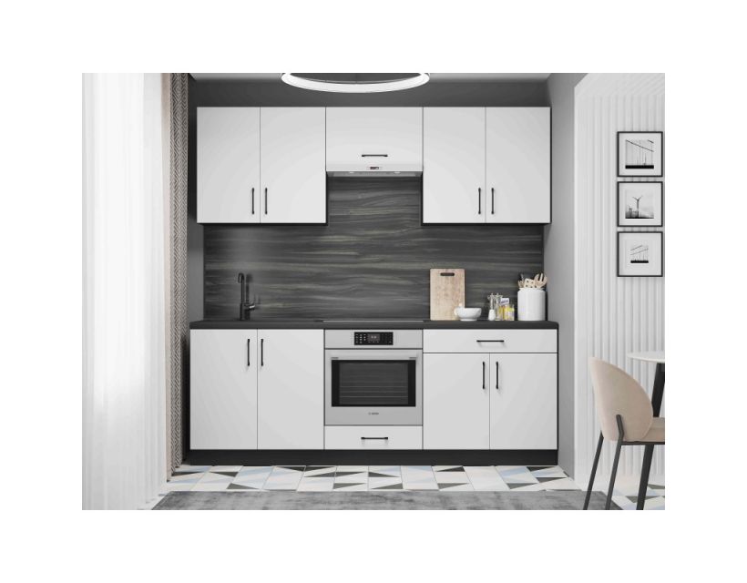 Кухня модульна Эверест Оптима набор №8 Белый 2,2 м (без столешницы) (DTM-5724) в интернет магазине мебели "Меблі Даром"