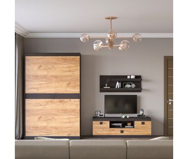 Гостиная Эверест Соната Комплект 20 (модульная - 3 элемента) венге темный + дуб крафт золотой (DTM-2506)