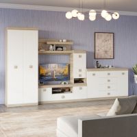 Гостиная стенка Эверест Соната 2 (модульная - 5 элементов) дуб сонома + белый (DTM-2512)