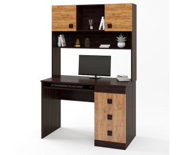 Стол письменный с надстройкой Эверест Соната венге темный + дуб крафт золотой (DTM-2627) Стол письменный с надстройкой Эверест Соната венге темный + дуб крафт золотой (DTM-2627)