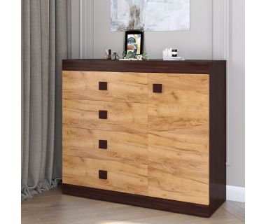 Комод із дверима та 4-ма ящиками Еверест Соната-5 105х38х94 венге темний + дуб крафт золотий (DTM-2063)