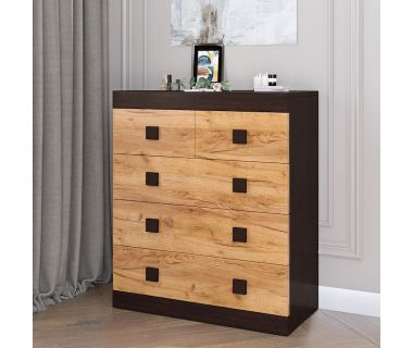 Комод для вещей Эверест на 5 ящиков Соната-3 80х38х94 венге темный + дуб крафт золотой (DTM-2032) Комод для вещей Эверест на 5 ящиков Соната-3 80х38х94 венге темный + дуб крафт золотой (DTM-2032)