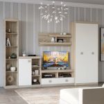 Гостиная стенка Эверест Соната 5 (модульная - 5 элементов) дуб сонома+белый (DTM-2240)