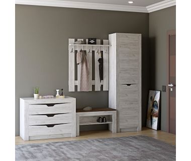 Передпокій Еверест Ліберті 5 (модульний - 4 елементи) шафа-пенал правий, дуб крафт білий (DTM-2536)