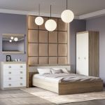 Спальня Соната Эверест Комплект 14 (модульная - 4 элемента) дуб сонома + белый (DTM-2620)