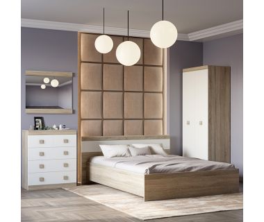 Спальня Соната Еверест Комплект 14 (модульна - 4 елементи) дуб сонома + білий (DTM-2620)