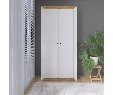 Шкаф двухдверный Эверест Нордик-990 Белый + Дуб крафт золотой (DTM-5535)